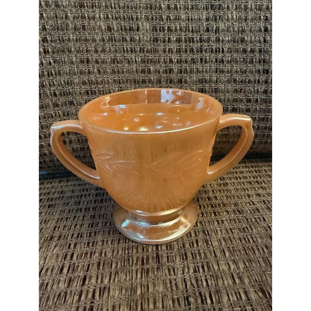 Vintage Fire King Peach Lustre Laurel Leaf Sugar Bowl
